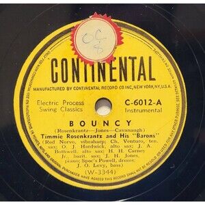 Timme Rosenkrantz & His Barons 78 RRPM - Bouncy / Blue At Dawn - Continental V